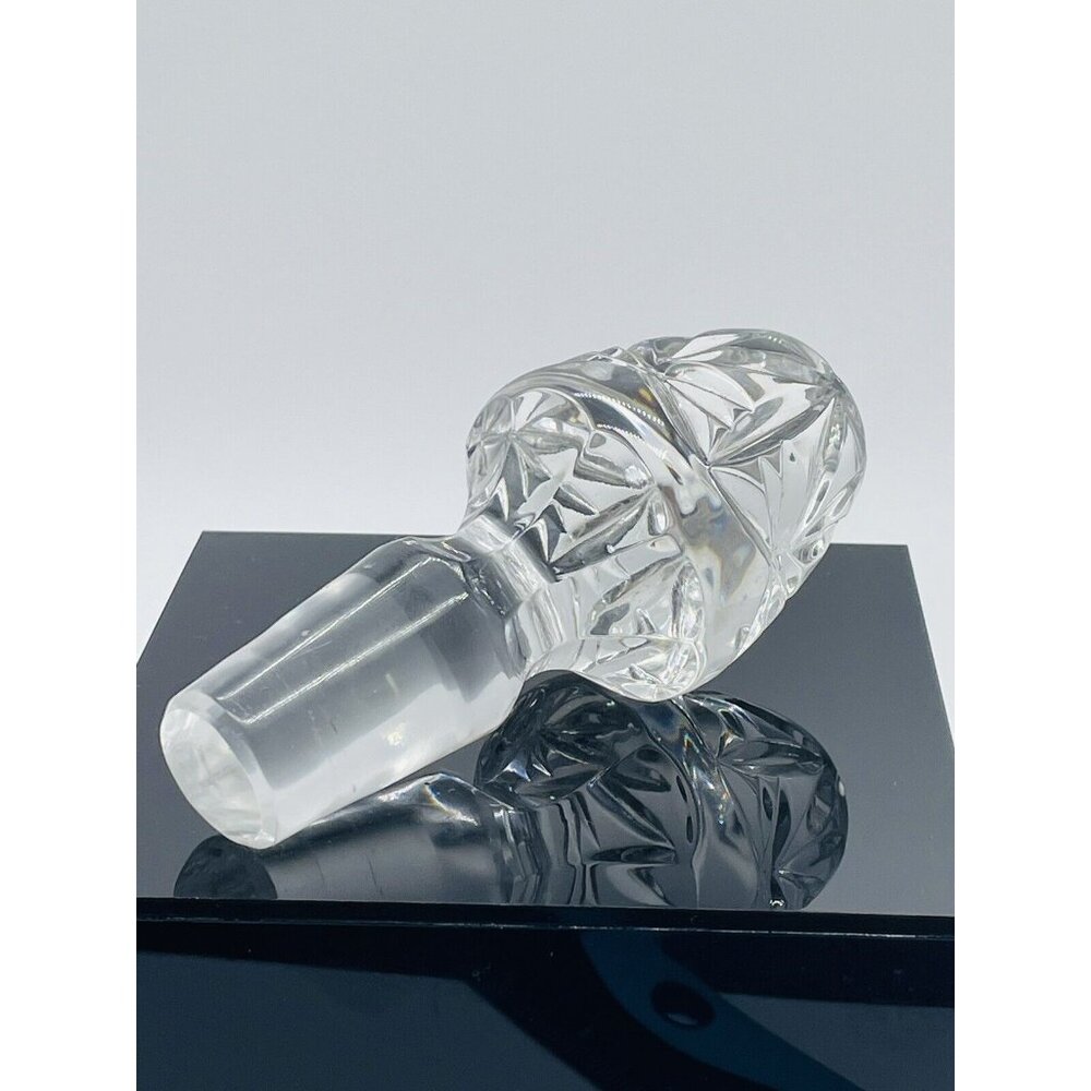 Vtg Clear Pressed Crystal Bottle Decanter Stopper ONLY 4.5” Long Heavy